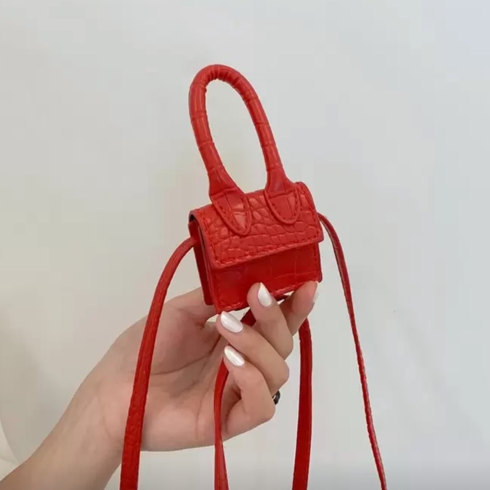 Red Croc-Embossed Mini Handbag